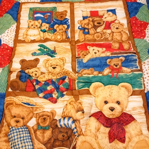 Family Bear Nursery Quilt/ Bedding Crib - Picture 7 of 7